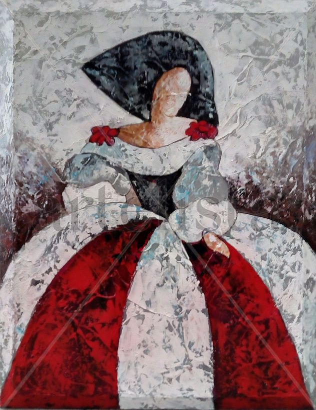 Menina textura roja, blanca y negra