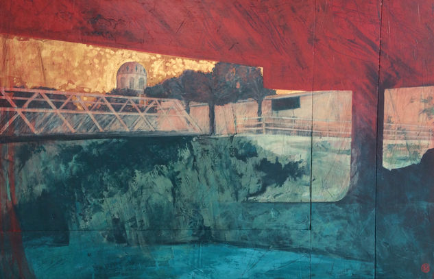 Debajo del puente del rio Mixed media Panel Landscaping