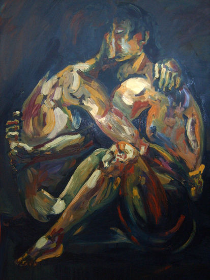 Abrazo Oil Panel Nude Paintings