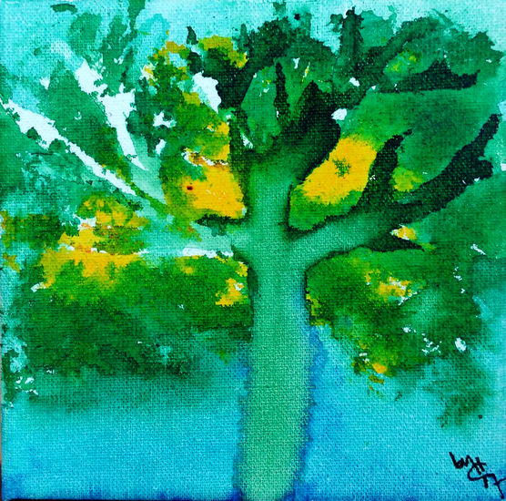 Mujer árbol Acrylic Canvas Landscaping