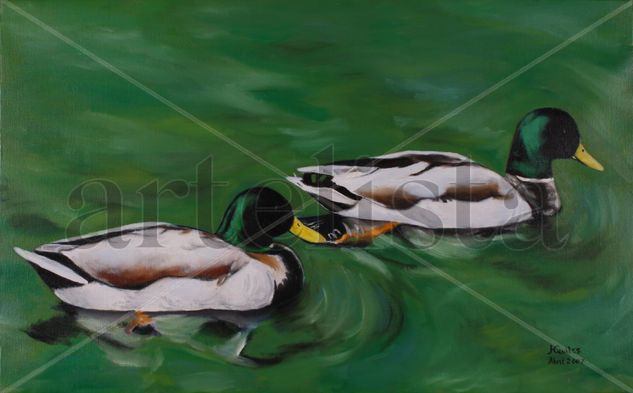 Patos. Oil Canvas Animals