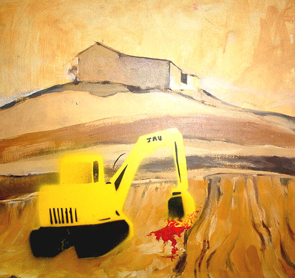 tractor assassi Media Mixta Tabla Paisaje