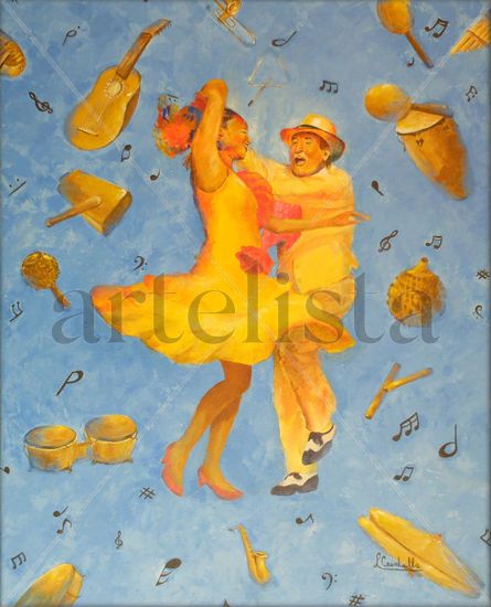 Bailando salsa Acrylic Canvas Figure Painting