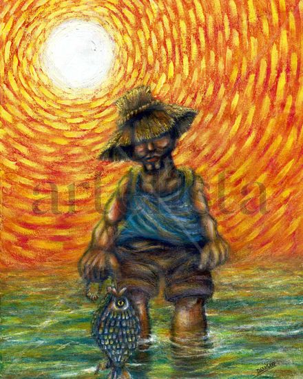 26C-Pescador Mixed media Canvas Figure Painting