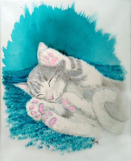 Gatito dormido Acrylic Canvas Animals