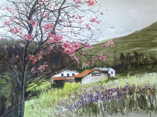 Cerezos en flor Watercolour Paper Landscaping