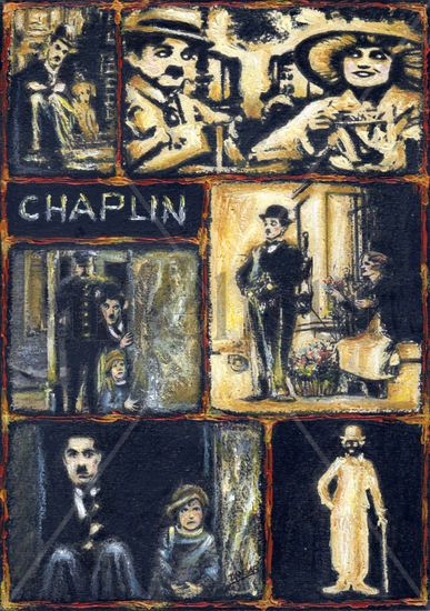 68A-CHAPLIN Media Mixta Papel Figura