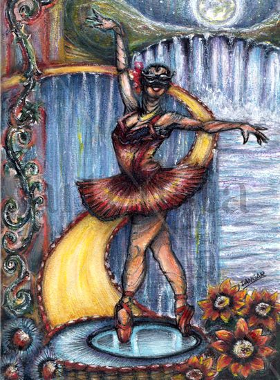 A66-bailarina Mixed media Paper Figure Painting