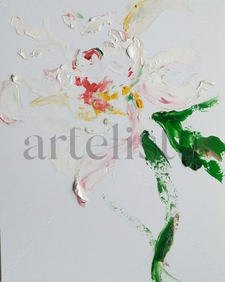 Flor blanca Oil Others Floral Painting