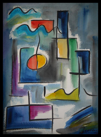 Composición ondacuadrarectaoval - Wavesquarectaoval Composition Watercolour Paper Others