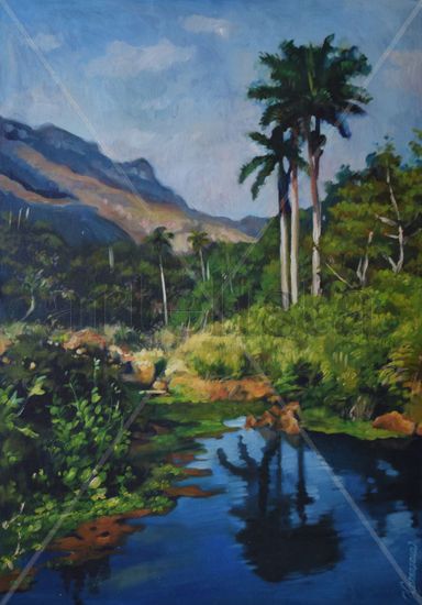 paisaje con palmas Oil Canvas Landscaping