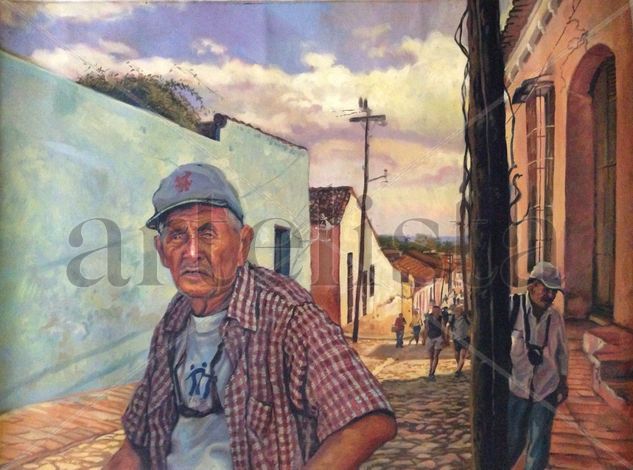 gente de la ciudad de trinidad Oil Canvas Landscaping