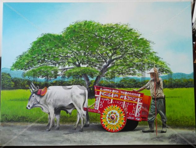 el boyero y su carreta Oil Canvas Landscaping