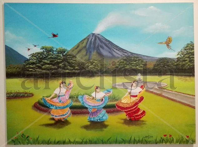 bailarinas del volcán arenal Oil Canvas Landscaping