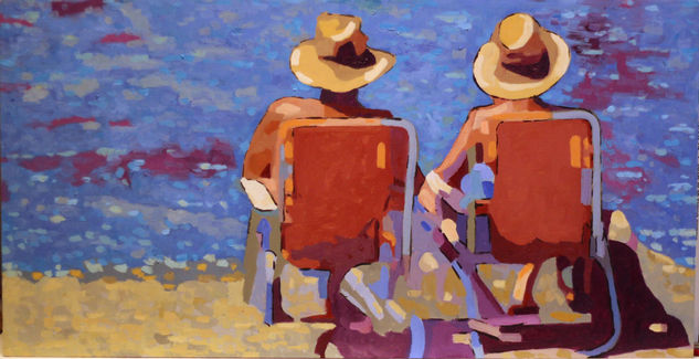 Mirando al mar.II Oil Panel Landscaping