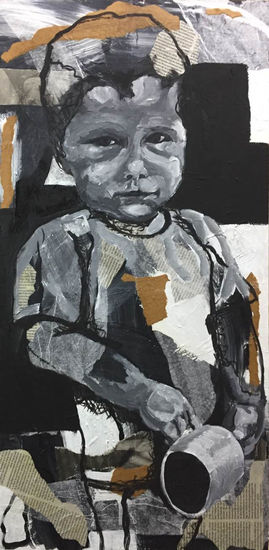 Niño silvestre Mixed media Panel Figure Painting