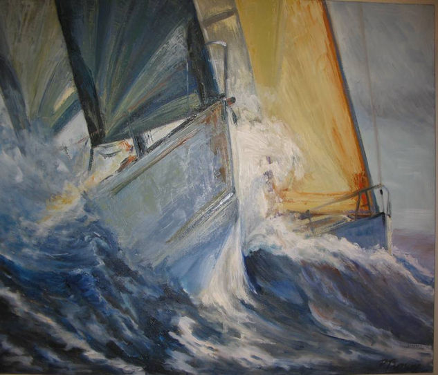 regata 6 Oil Textile Marine Painting