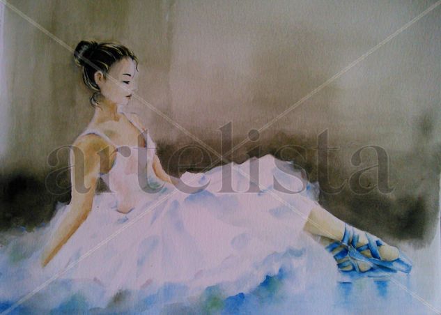 Zapatillas Azules Watercolour Paper Figure Painting