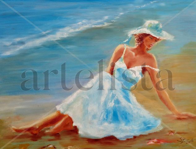 Mujer con Sombrero Oil Canvas Landscaping