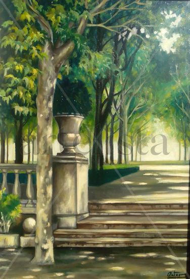 Un parque de Olot Oil Canvas Landscaping