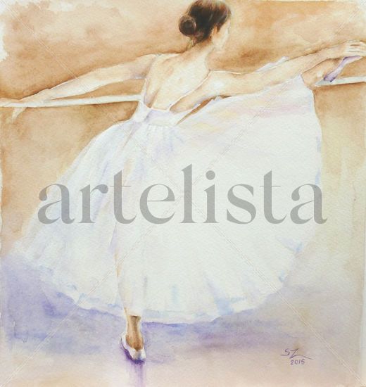 Bailarina en la barra Acuarela Papel Figura