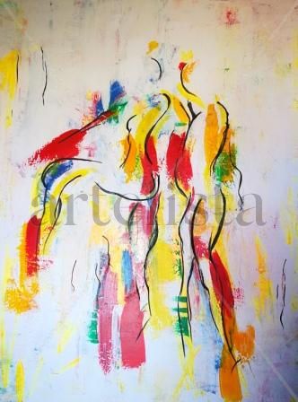 La pareja roja Acrylic Canvas Figure Painting