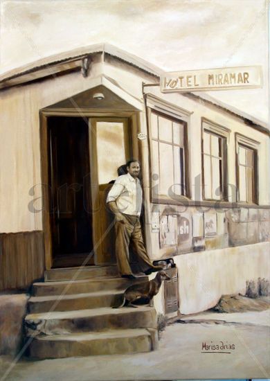 Hotel Miramar Oil Canvas Portrait