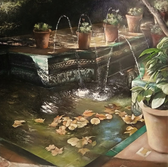 Jardín andaluz casa de Sorolla Óleo Lienzo Paisaje