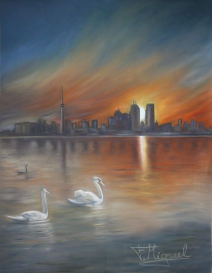 Anochecer en Toronto Pastel Paper Landscaping