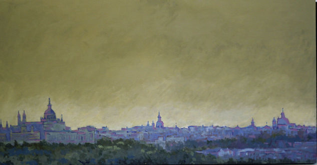 Madrid desde la casa de campo II Oil Panel Landscaping