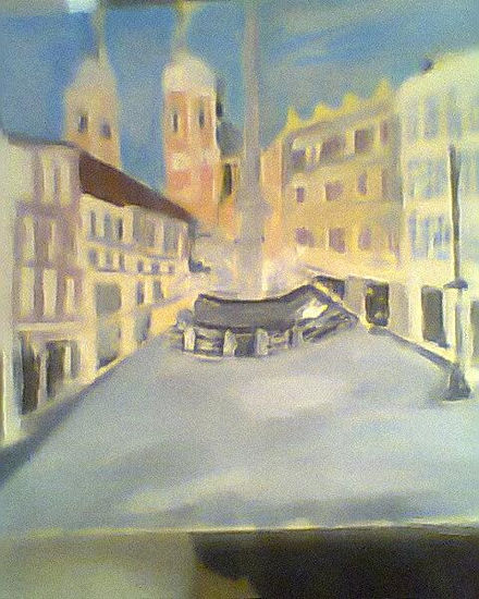 Plaza Ljubljana Acrylic Paper Figure Painting