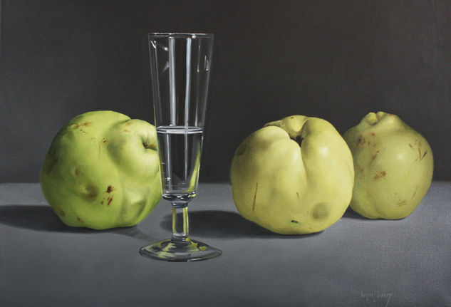 Copa con tres membrillos Oil Canvas Still Life Paintings