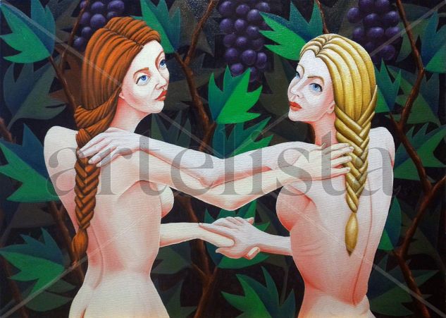 Two Nymphs Oil Canvas Nude Paintings