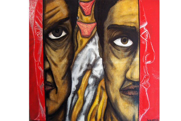 man and man Óleo Tabla Retrato