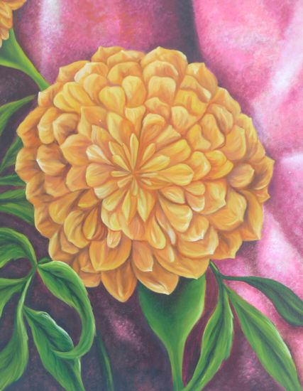 Flor de muertos Oil Panel Floral Painting