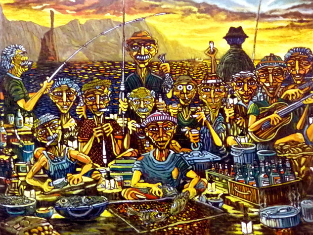 (Pescando en Agaete) (G.C.) Óleo Lienzo Otros