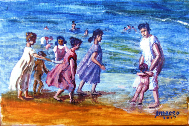 Bañandose en la playa