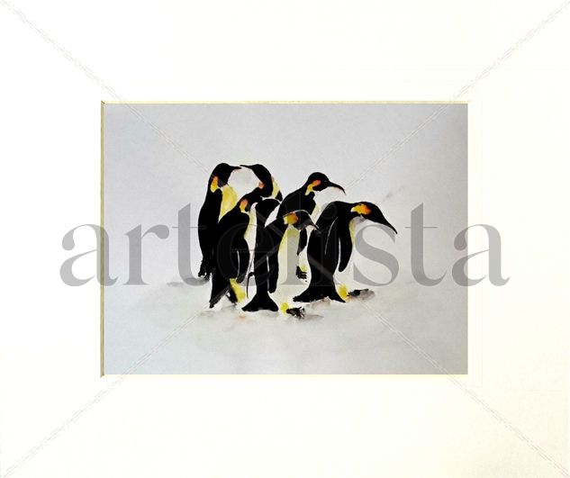 Pinguinos en recreo Watercolour Paper Animals