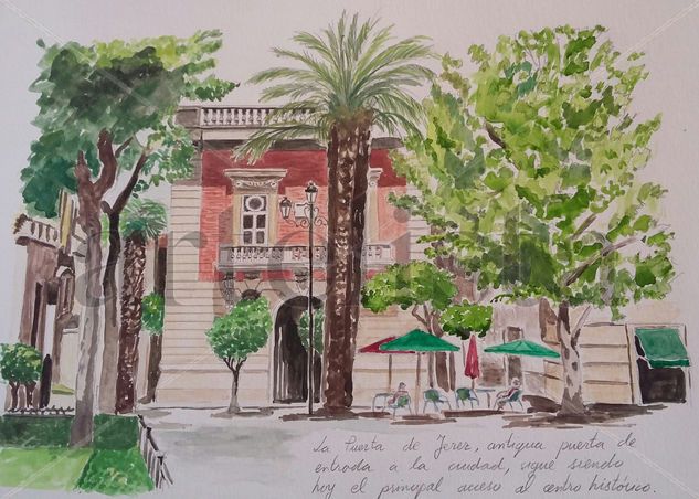 Puerta Jerez, Sevilla Watercolour Card Landscaping