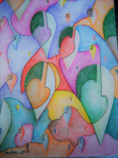 BAILANDO Lápiz (a color) Papel Figura