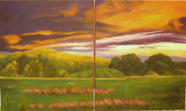 Atardecer  (díptico) Óleo Lienzo Paisaje