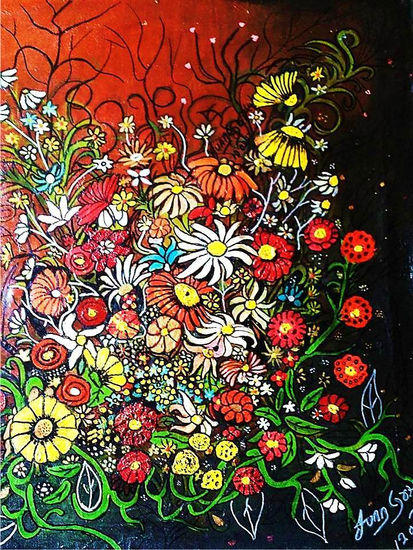 Arreglo Pasional Oil Panel Floral Painting