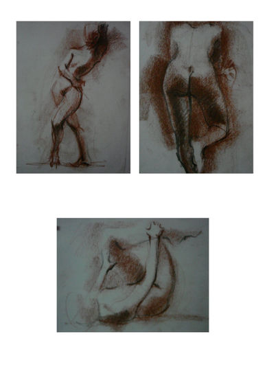 lote XXVIII_tres desnudos a sanguina Charcoal