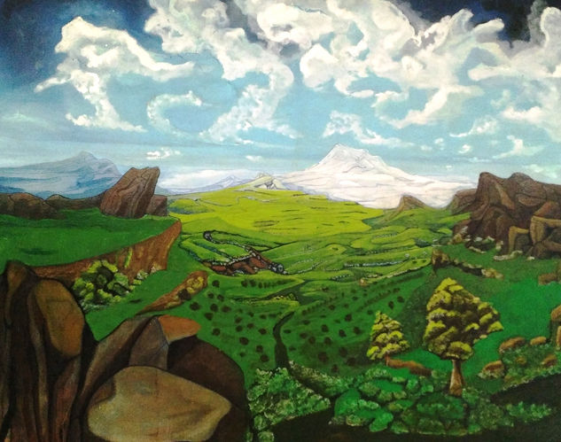 EL FIN Óleo Tabla Paisaje