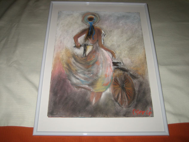 bicicleta Pastel Cartulina Retrato