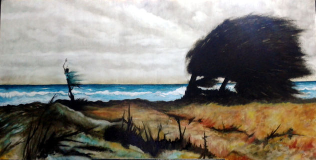 dia de vent al mar Oil Panel Marine Painting