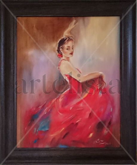 Fiesta Flamenca Oil Textile Figure Painting