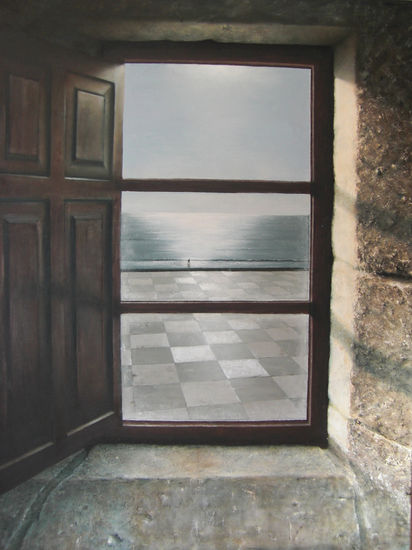 ¨Ventana a contraluz¨ Oil Canvas Marine Painting