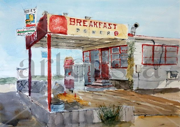 Breakfast in America Acuarela Papel Paisaje