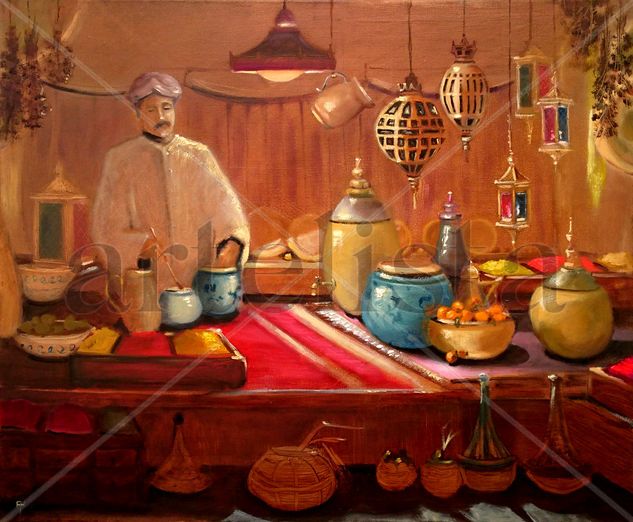 El vendedor de Especias, The Spice Seller Oil Canvas Still Life Paintings